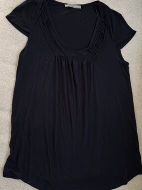 Smart Set Black Pleated V-Neck Tunic Top